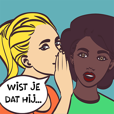 illustratie vriendin fluistert in oor