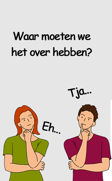 tekening van jongen en meisje die niets weten te zeggen