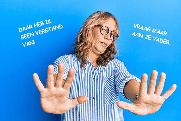 vrouw met afwijzend gebaar