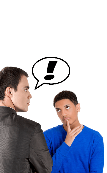 man en jongen in gesprek