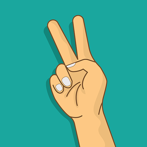 tekening van hand met peace-teken
