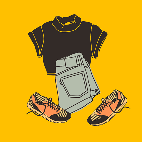 tekening van kleding op de grond