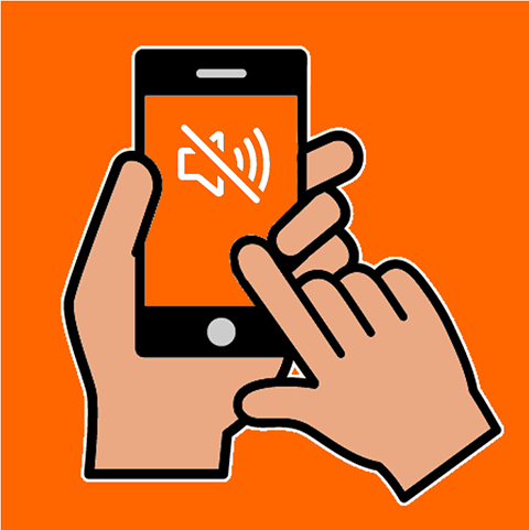 tekening van mobiel met geluid uit symbool