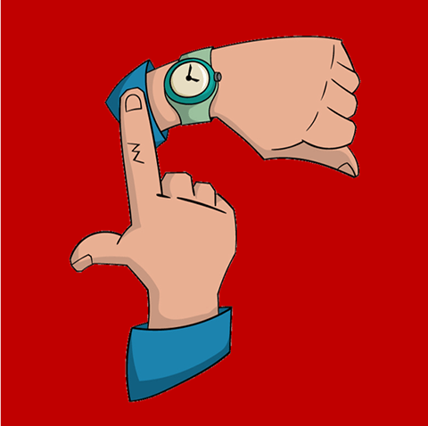tekening van horloge om arm