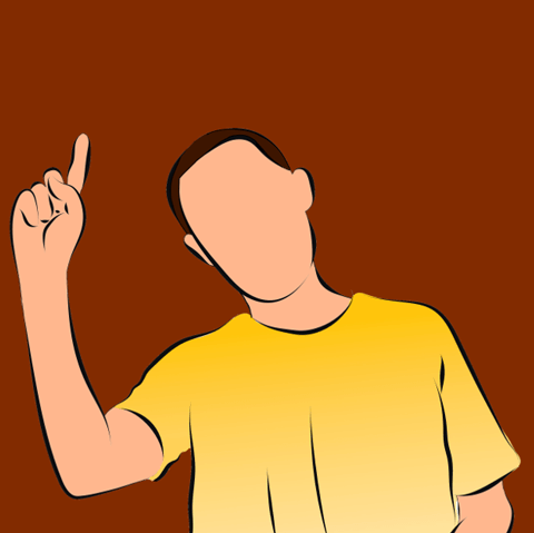 tekening vinger opstekende persoon