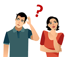 illustratie man en vrouw met vraagteken in het midden