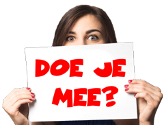 vrouwenhoofd met tekst doe je mee