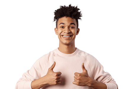 jongen met afwijzend gebaar