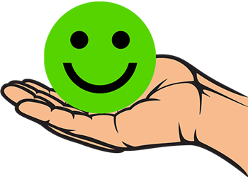 hand met lachende groene emoji