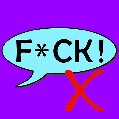 tekening met woord fuck en een rood kruis