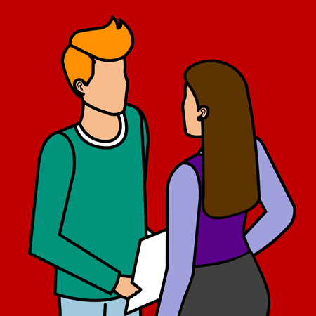 tekening 2 mensen in gesprek