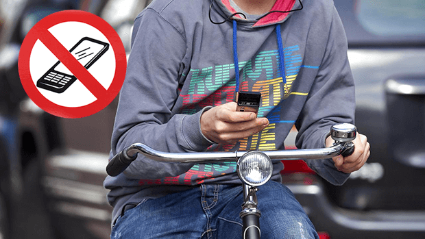 bellende fietser met icoon niet bellen