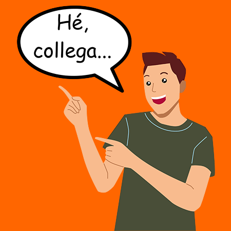 tekening  van een  jongen die zijn collega roept